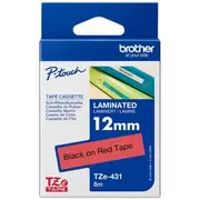 Brother TZe-431 Laminated Tape 12mm x 8m Black on Red