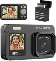 Upgraded 5K Dual Screen Digital Camera,80MP Vlog Photography Camera for YouTube,Campus,Travel,Compact Point & Shoot Camera for Teens & Beginners with Autofocus,18x Zoom,Anti-Shake,Black