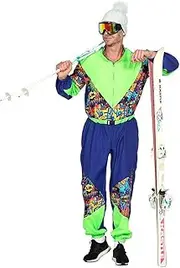 Wilbers & Wilbers - Retro Ski Suit with 80s Print for Men - One-Piece Jumpsuit - Retro Aprés Ski - Carnival - Size M