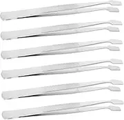 Beavorty 6Pcs Stainless Steel Flat Wide Tip Tweezers for Crafting Precision Stamping and Photo Clipping for Stickers Eyelash Extensions and More