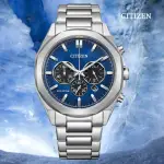 【CITIZEN 星辰】CHRONOGRAPH 光動能 碼錶計時 潮男不鏽鋼腕錶-藍41MM(CA4590-81L 防水100米)