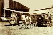 1918 USPS AIRMAIL OPEN COCKPIT AIRPLANE PHOTO POSTAL MAIL TRUCK AIRPORT HANGER