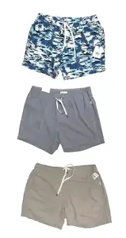 ONIA Swim Trunks 5” Tropical, Khaki, Black & White Gingham; Sz L or XL, NWT $170