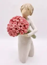 Willow Tree “Abundance” Girl Holding Bouquet Of Red Roses Figurine 27181