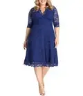 Kiyonna Womens Mademoiselle Cocktail Dress, Blue, Plus Size, 3X