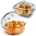 Mini Glass Casserole Dish Set with Lid Oven Safe Casserole Dish Set 2 Pack (5.9i