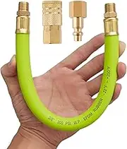 Minimprover 3/8" x 12 Inch Heavy Duty Short Air Compressor EPDM Rubber Hose 300 PSI: 1/4" Male NPT to 1/4" Male NPT Connections With Quick Coupler Brass Fitting