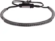 [U.S. Polo Assn.] Luxury Black Zircon Long Tubes&4MM Copper Beads Macrame Men Bracelets&, Bangles for Women Jewelry (Metal Color : 1260-3)