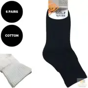 6 Pairs GOLF SOCKS Crew Quarter Plain Sports Cotton Casual Cushion Foot BULK New