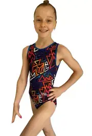 NEW LIL'FOX BLUE TETRIS LYCRA GIRLS LEOTARD Gymnastics Dance Tumbling Quality