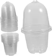 Luxshiny 10 Sets Nursery Pots with Humidity Dome Transparent Plastic Gardening Containers for Seedlings Lightweight and Durable Planting Pots with Drainage for Home and Outdoor Use