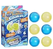 Nerf Super Soaker Hydro Balls 6-Pack, Reusable Water Balloons, Water-Filled B...
