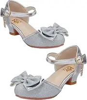 [JOYKIDDIE] Glitter Girl Dress Shoes Fancy Princess Costume Shoes for Toddler Little Kid Round Toe Pretty Dressy Shoes with Charms Bow,1.2" Low Heel for Wedding Party