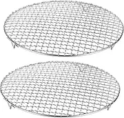 uxcell 2pcs Round Cooking Rack 11-inch 201 Stainless Steel Cross Wire Barbecue Grill Net with 20mm Legs for Cooking Baking Steaming BBQ