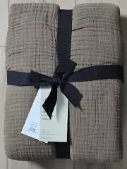 NWT West Elm Dreamy Bliss Organic Cotton Gauze King/Cal King Blanket Dark Olive