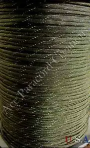 Reflective O.D. Green 550 Paracord Parachute 100ft, 50ft. U.S.A. Made Gladding