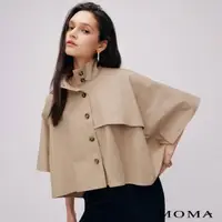 在飛比找momo購物網優惠-【MOMA】率性不對稱斗篷外套(卡其色)