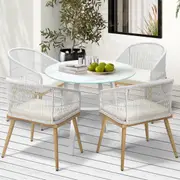 Livsip 5PCS Outdoor Dining Setting Table w/ Storage Shelf Patio Furniture Set