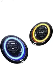 2X LED HeadlLights Compatible For BMW Mini R50 R52 R53 2001-2007 Sequential Turn Signal Start-up Animation DRL Car Rear Tail Light Assembly(Black 2PCs)