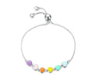 Enamel Silver Heart Bracelet for Women