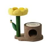 Catio Log Cat House W/ Yellow Camelia Scratching Tree