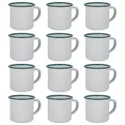 12x White Enamel Espresso Cups Steel Outdoor Camping Tea Coffee Cup 130ml Green