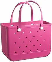 [Generic] Rubber Beach Tote Bag, Waterproof Sandproof Outdoor Tote Bag, Portable Washable Travel Bag, Rubber Beach Bag With Holes, Sports Hand-bag for Beach, Pool, Gym, Sports, Shopping, Picnics