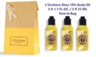 3 PC L'Occitane Body Shower Oil with 10% Shea Oil 3 X 1.1 oz New in Bag