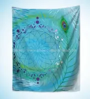 mandala peacock feather meditation art wall tapestry girls wall decor