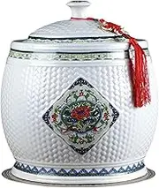 Chinese Rice Jar, Airtight Storage Jar, 5-15kg/176-529oz Large Capacity, High Temperature Firing, for Storing Cereals,Flour,Sugar,Coffee,Rice(Large)
