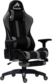 Contieaks Gaming Chair Roussel V3 with Ottoman Gray Synthetic Leather 426039 Width 28.3 x Depth 28.3 x Height 48.3 x Height 48.2-50.7 inches (72 x 72 x 130.5 x 130.5 x 42-50 cm)