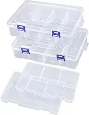 Tackle Box Fishing Tackle Boxes Organizer 2 Pack Plastic Compartment Organizer Box Clear Storage Containers with Dividers