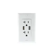PC Double-connection Power Socket Switch with USB, US Plug, Square White UL Leakage Protection Socket