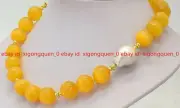 Pretty 14mm Yellow Opal Cat's Eye Gemstone Baroque Pearl Pendant Necklace 18''