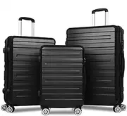 [ALFORDSON] 3PCs Hardside Luggage Set 20" 24" and 28" Black Color Hero Series, Hardshell Suitcases Setting with TSA Lock & Wheel Spinners, Carry-on & Checked Baggages Tri-Pack