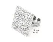 Square Hammered Adjustable Ring Blank Bezel Antique Silver Plated Brass 4934