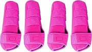 4 Pieces Horse Boots Leg Wraps Set Protection Breathable Equestrian Equipment Comfortable Leg Gear Leg Covers for Ourtdoor, Rose Pink, L