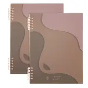 2Pcs 10"x7" Inch Spiral Notebook Refillable Meeting Graduation, Brown