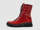 Helios women's medusa fur-lined zip-up leather boots in Red - size 8