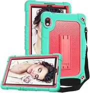 Mignova for 8" Orbic Tab 8 5G Verizon Tablet Case for Orbic Tab 8 5G UW 8 inch Case Cover Built in Shoulder Strap Kickstand Hard Back Hybrid Shockproof Armor Protective Hard Back Case (Green+Pink)
