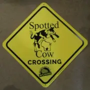 NEW GLARUS BREWING Wisconsin Spotted Cow plastic TACKER SIGN beer brewery A