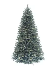 National Tree Company 7.5ft North Valley Spruce Blue Hinged Tree with 700 Clear Lights