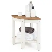 Giantex 2-Tier Corner Shower Bench Stool Waterproof Bath Footrest Storage Shelf Shower Chair Seat Indoor Outdoor White