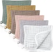 6 Count Muslin Burp Cloths Cotton Burping Rags Large 20 x 10 Inch Spit up Rags Soft Absorbent Multicolor Wash Cloths Diapers(Mixed Colors Series)