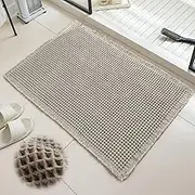Waffle Bath Mat, Upgraded Waffle Runner Rug, Boho Bathroom Rug, Non Slip - Super Absorbent - Machine Washable - Ultra Soft, for Hallway Bedroom Bathroom Laundry Room (Grey,2×1.4 FT)
