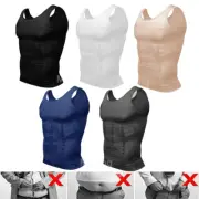 Men's Slimming Body Shaper Male Compression Shirt Shapewear Vest Tank Tops AU