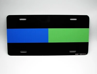THIN BLUE GREEN LINE POLICE FEDERAL AGENT MILITARY METAL NOVELTY LICENSE PLATE