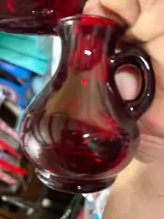 Avon Ruby Red 5.5” Cape Cod Small Glass Vase Pitcher Decor Cruet Bottle 4oz
