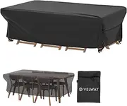Velway Patio Table Cover Rectangle Waterproof Patio Furniture Cover for Outdoor Table and Chairs 84”Lx52”Wx29”H Oxford Dining Table Cover Tear-Resistant Wind Dust Proof Furniture Set Covers for Winter