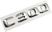 SCPCKZETZN 3D ABS Chrome Letters Car Rear Trunk Emblem Badge Sticker C200 C300 C400 4MATIC Logo Fit for Mercedes C Class W205 W204 Accessories(C300)